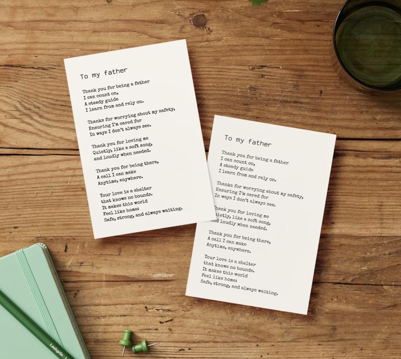 To My Father - Printable Father's Day Note | Keysake With Poem for Dad ...