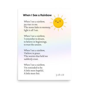 Poesia arcobaleno da parete – Poster di affermazioni per bambini, decorazione ispiratrice per la cameretta dei bambini, poesia d'amore per se stessi per bambini e aule scolastiche
