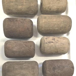 Enkla antika japanska träflöten - cylinderformad INGEN KANJI - Liten