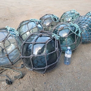 13 to 14 inch diameter Japanese Fishing floats with nets. Choose options at checkout