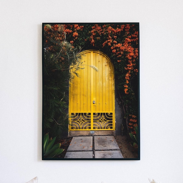 Printable Yellow door photo, digital instant download poster, vintage door photo, minimalist digital poster, travel wall art, home decor