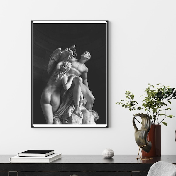 Prometheus statue black and white digital wall art, Ancient greek poster download, Sculpture photo digital printable, Ancient greek home