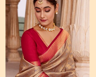 Golden Border Saree - Etsy