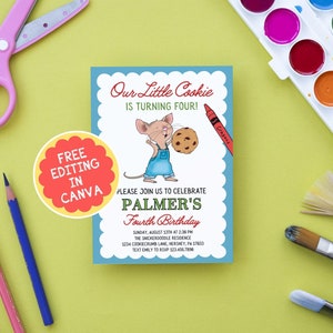 If You Give a Mouse a Cookie - Birthday Invitation - Cookies - Editable Template