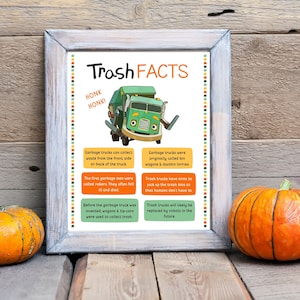 Trash Truck Birthday - Fact Cards - Sign - Trash Truck Show