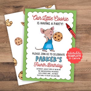 If You Give a Mouse a Cookie - Birthday Invitation - Cookies - Editable Template