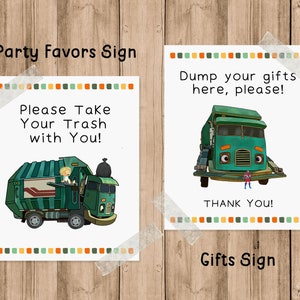 Trash Truck Show - Trash Truck Birthday - Party Signs - Party Favors - Instant Download