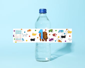 Brown Bear - Water Bottle Labels - First Birthday - Second Birthday - Instant Download - Digital File Only