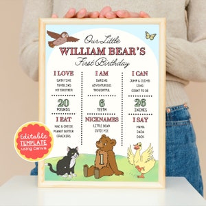 Kleine Beer - TV-show - Verjaardag - Mijlpaalposter - Mijlpaalteken - Feestdecoraties - Bewerkbare sjabloon