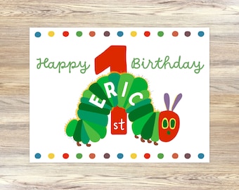 Hungry Caterpillar Birthday Sign, Birthday Poster, Yard Sign, First Birthday