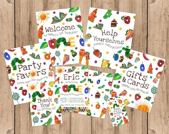 Hungry Caterpillar Birthday Party Package: Signs, Invitation, Thank You Cards (Digital Files)