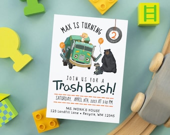 Trash Truck Birthday Invitation: Donny & Walter (Digital File)
