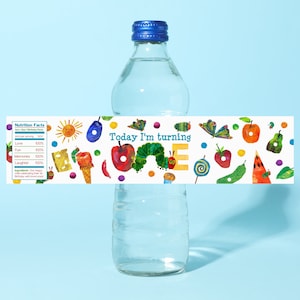 Sehr hungrige Raupe - erster Geburtstag - Wasserflaschenetiketten - sofortiger Download - nur digitale Datei