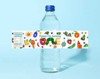 Very Hungry Caterpillar - First Birthday - Water Bottle Labels - Instant Download - Digital File Only