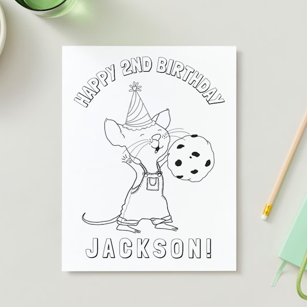 If You Give a Mouse a Cookie - Birthday - Coloring Page - Editable Template