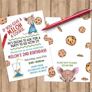 If You Give a Mouse a Cookie - Birthday Invitation - First Birthday - Second Birthday - Milk & Cookies
