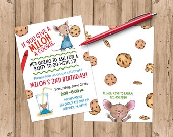Faire-part d'anniversaire souris et biscuit (JPG et PDF)