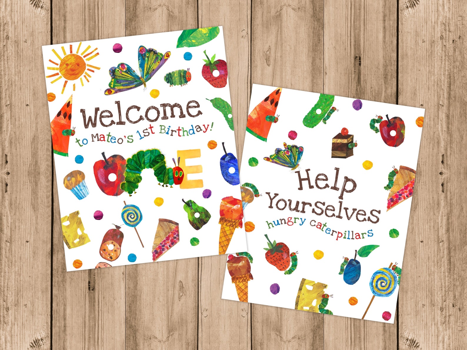 Hungry Caterpillar - Welcome Sign - Buffet Sign - First Birthday - Baby ...