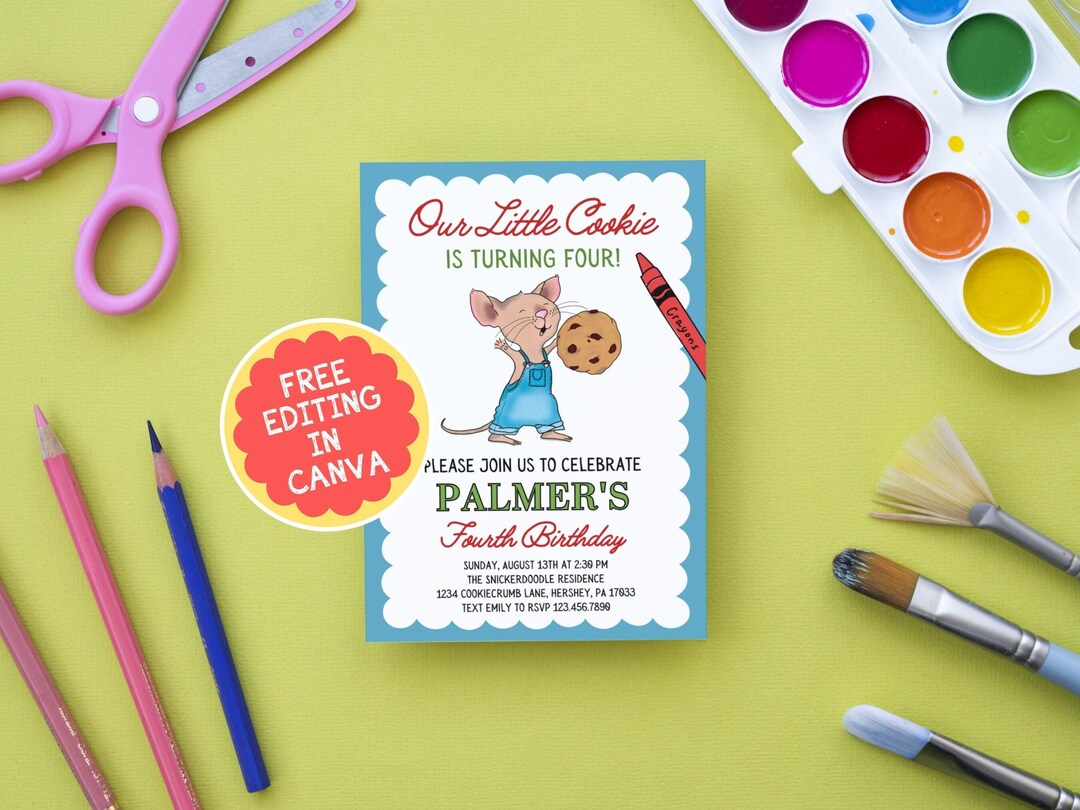 If You Give a Mouse a Cookie - Birthday Invitation - Cookies - Editable Template - Etsy
