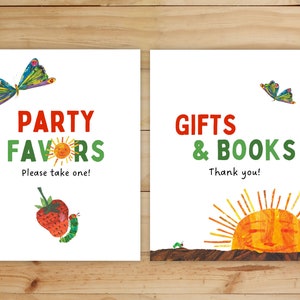The Very Hungry Caterpillar Party Signs: Favors, Gifts, Books (PDF & PNG)