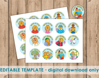 Berenstain Bears - Cupcake Toppers - Geburtstag - Digital Download - Vorlage