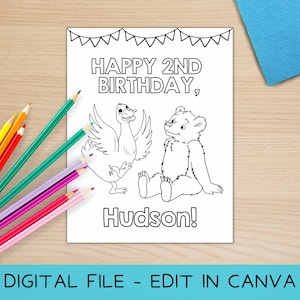 Little Bear - Coloring Page - Editable Template