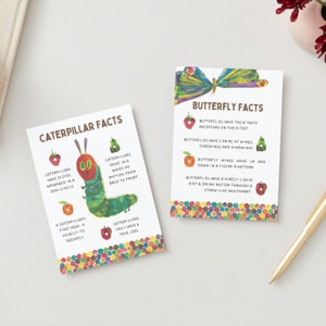 Cartes d'information sur le thème de Hungry Caterpillar pour une fête d'anniversaire