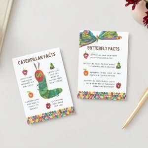 Hungry Caterpillar themed Fact Cards for Birthday Party