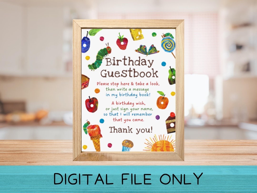 Very Hungry Caterpillar - Guestbook Sign - Keepsake - Birthday Party - Etsy