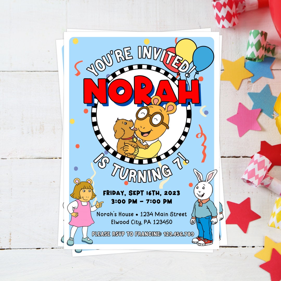 Arthur TV Show Birthday Invitation - Etsy