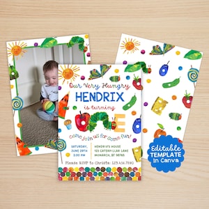 Hungry Caterpillar Birthday Invitation: Photo Option (Digital File)