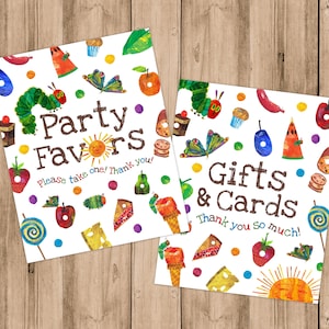 Caterpillar Food Party Signs - Very Hungry Caterpillar - Party Favors sign - Gifts Sign - Birthday - baby shower
