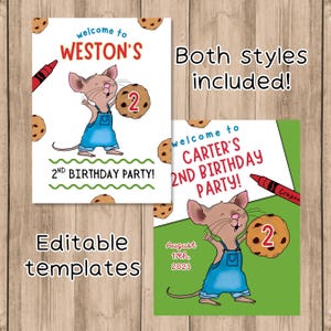 If You Give a Mouse a Cookie - Welcome Sign - Birthday Poster - Editable Template - Digital Download