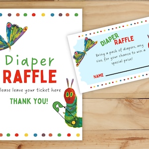 Very Hungry Caterpillar Diaper Raffle Ticket & Sign (Digital Download)