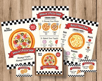 Pizza Shop - Pizza Party - Pretend Play - Printables - Pizzeria - Pizza Order Form - Editable