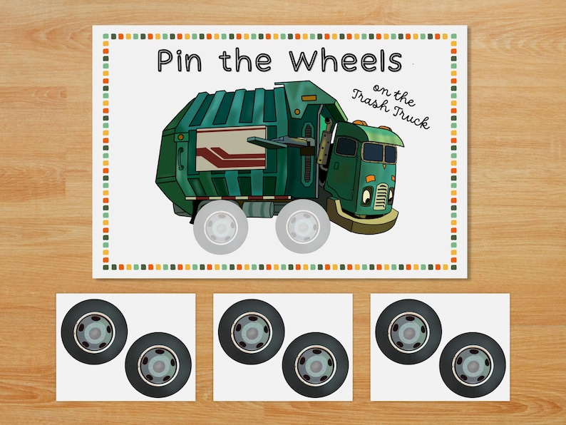 Trash Truck Birthday Party Game Pin the Wheels on the Trash Etsy