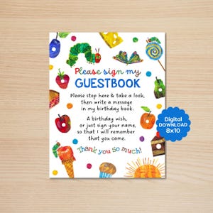 Very Hungry Caterpillar - Guestbook Sign - Baby Book - keepsake - Birthday Party