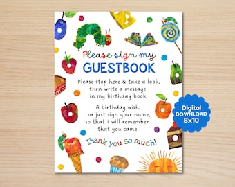 Very Hungry Caterpillar - Guestbook Sign - Baby Book - keepsake - Birthday Party