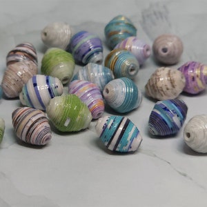 Handmade Paper Beads, jewelry-making supplies qty 27, 12 mm, 1.98 mm core BS123 image 1