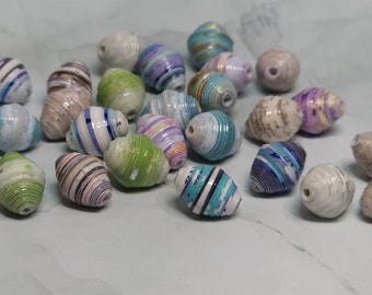 Handmade Paper Beads, jewelry-making supplies (qty 27, 12 mm, 1.98 mm core) BS123