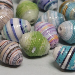 Handmade Paper Beads, jewelry-making supplies qty 27, 12 mm, 1.98 mm core BS123 image 2