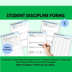 Student discipline forms, student behavior tracker & classroom management discipline forms, middle school class, high school classes
