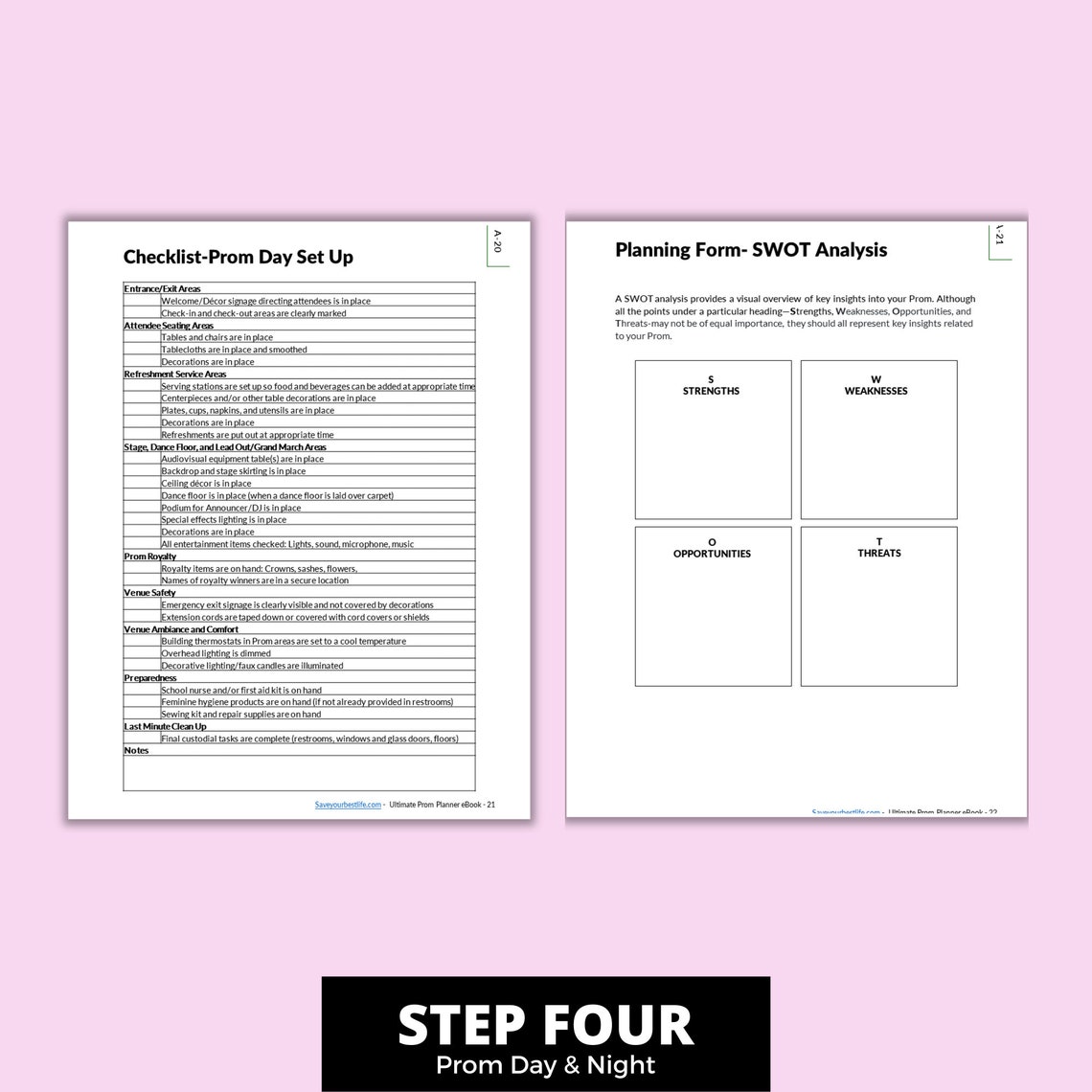 Printable Prom Checklists, High School Prom Planning Checklist, Prom Planner Forms, Lists for