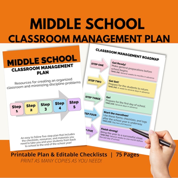 Middle School Classroom Management Plan: Printable Teacher's Guide (Digital Download)