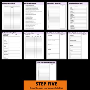 May include: A printable checklist for teachers to help them organize their end-of-year tasks. The checklist includes sections for student fees owed, textbook inventory, lost textbooks, and "To Do" lists for the next school year. The checklist is designed to help teachers bring the year to a successful close.