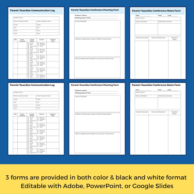 Parent Teacher Conference Meeting Planner & Resources, Parent ...