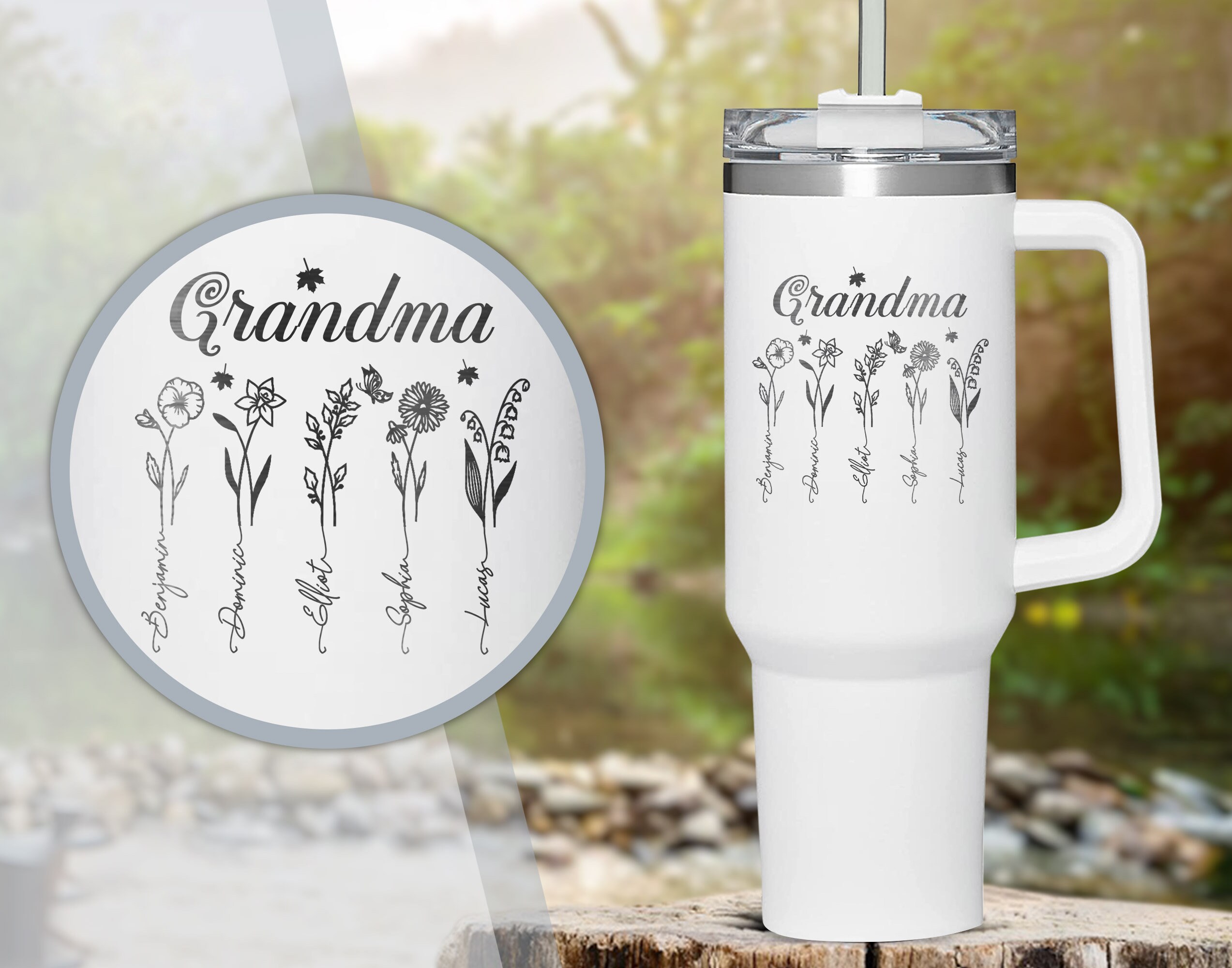40oz tumbler with handle for grandma/mom – Fancy Fanny