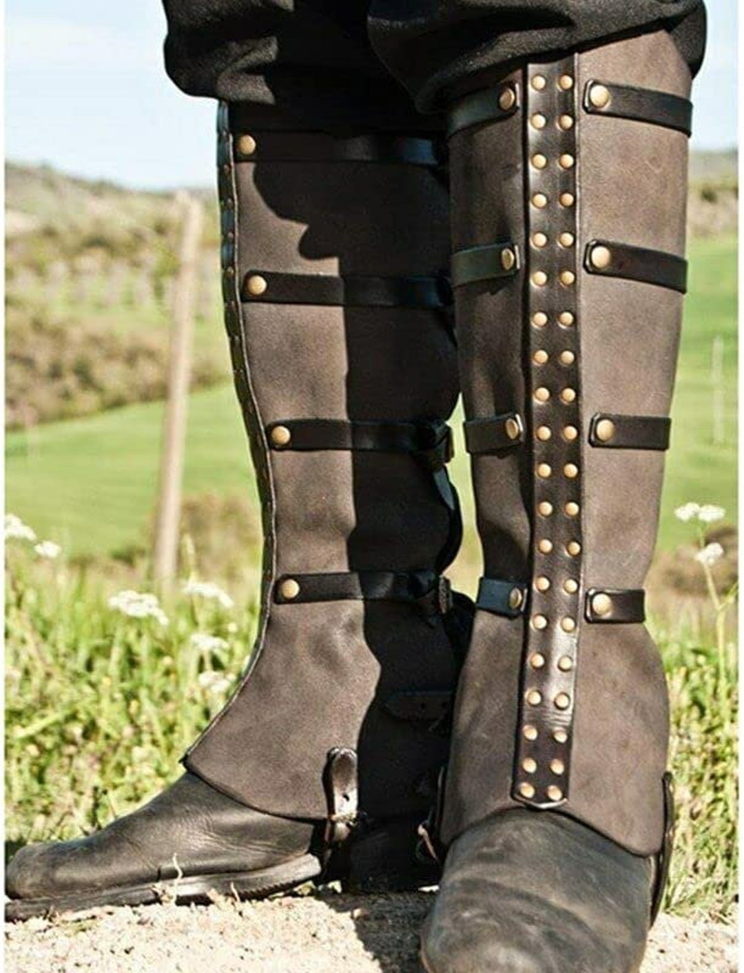 Medieval Gaiter Armor Military Shoe Boot Cover Leather Half Etsy