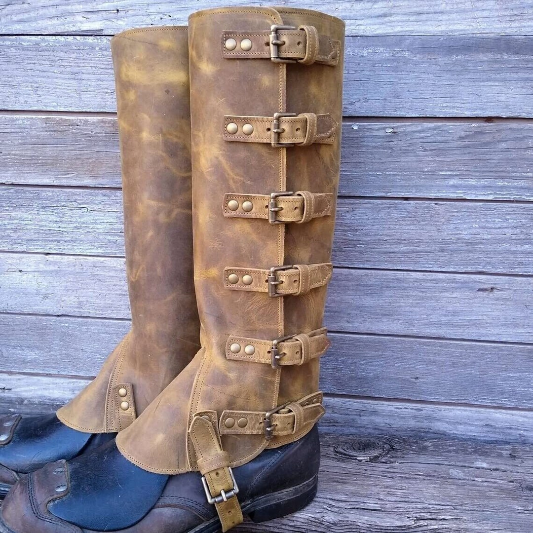 Medieval Gaiter Armor Military Shoe Boot Cover Leather Half Etsy
