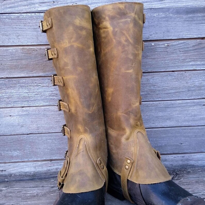 Medieval Gaiter Armor Military Shoe Boot Cover Leather Half Etsy